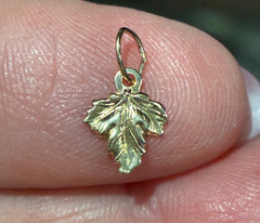 7x9mm Tiny 14K Gold filled Thin Detailed Oak or Maple Leaf Charm