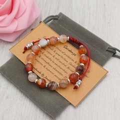SARDONYX Bracelet Adjustable Handmade +Gift Bag & Card Crystal Gemstone 6/8mm.