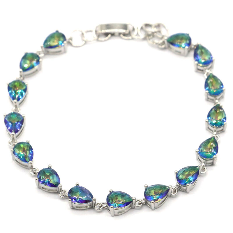 Buy 2 Get 1 Free 10g Fire Rainbow Topaz For Women Engagement Silver Bracelet gallery