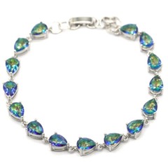 Buy 2 Get 1 Free 10g Fire Rainbow Topaz For Women Engagement Silver Bracelet