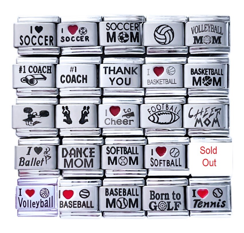 U-PICK Sports Theme Laser Etched 9mm Italian Charms Modular Links gallery