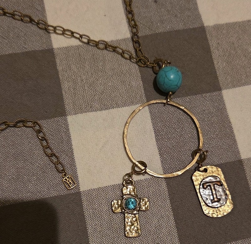 Chico's Skye Turquoise Bracelet 3 Strands & Necklace Turquoise Ball Charms Cross gallery