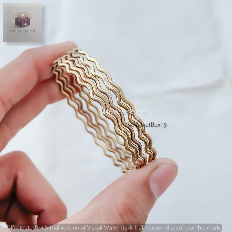 Squiggle Bangle, Zig Zag Wave 5 Pcs Brass Handmade Bangles Gift for Women gallery