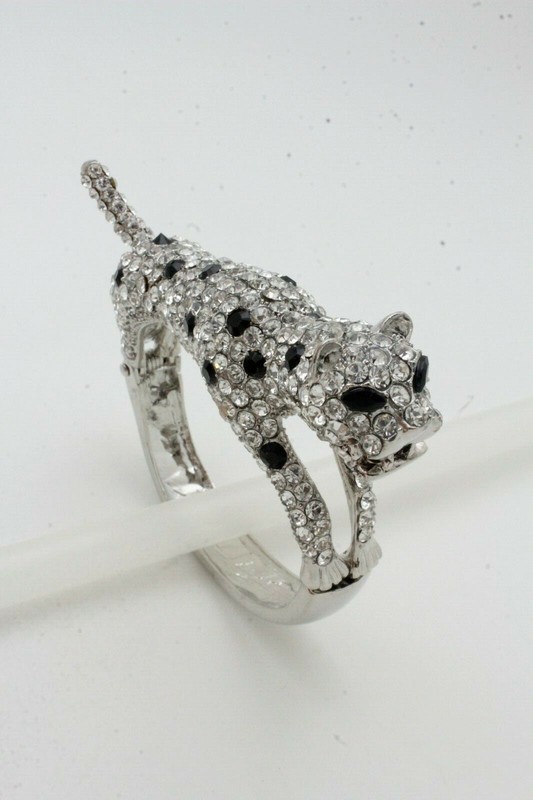 Dress Women Fashion Jewelry Silver Metal Cuff Bracelet Bling Fancy Leopard gallery