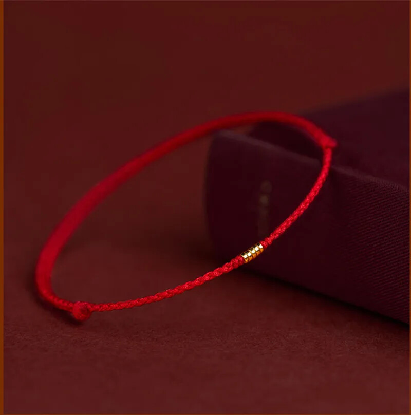 Hand Braided Red Rope Bracelet Copper Luck Bead Hand Rope Bracelet Simple gallery