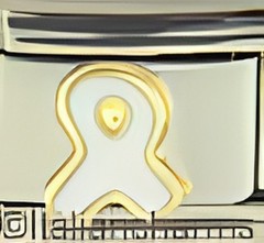 White Lung Cancer Awareness Ribbon Enamel 9mm Italian Charm Bracelet Link