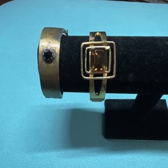 Gold Tone Hinged Metal Bangle/Cuff Bracelet, Stars, Black Oval Bezel Stone