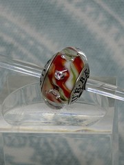 True Beadz Orange, Pale Green & White Glass with CZs, New & Sparkly (24)