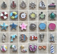 Floating Charm BEACH NAUTICAL OCEAN VACATION SEA LIFE fit Glass Locket