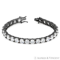 7mm Round Cut Cubic Zirconia CZ Crystal Tennis Bracelet in .925 Sterling Silver