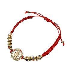 Handwoven Saint Benedictine Medal Blessing Red Cord Adjustable Strap Bracelet