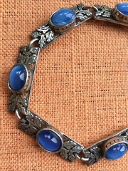 Vintage Miracle Bracelet, Scottish Celtic Blue Moonstone styled Glass signed