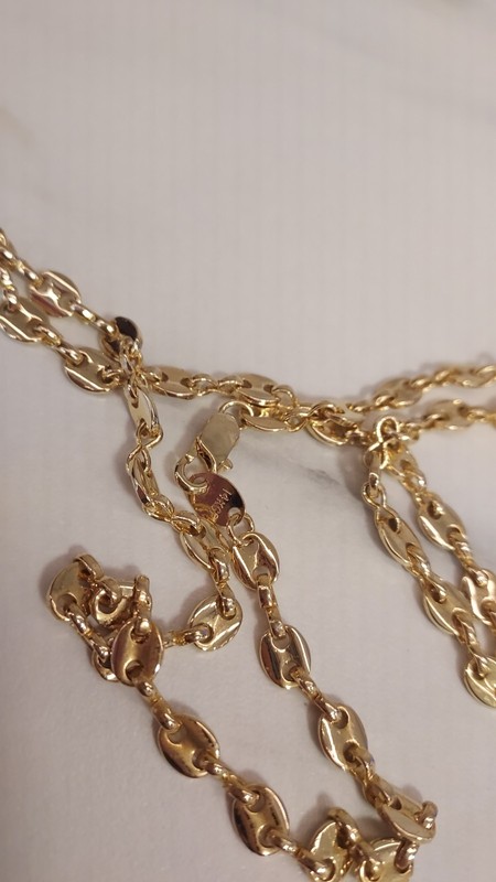 14K Gold Plated Double Chain Mariner Anchor Link Valentina chain 20" long gallery