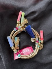 Lilly Pulitzer Gold Bead Tassel Charms 3 PC Set Bracelets NEW in Gift Bag