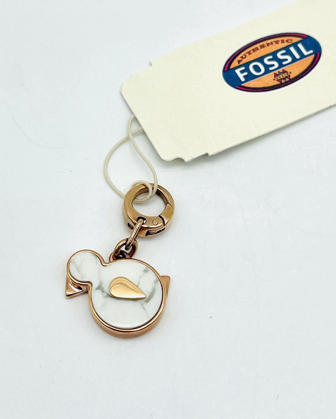 Fossil Rose Gold Tone Bird Charm Howlite With Clip gallery