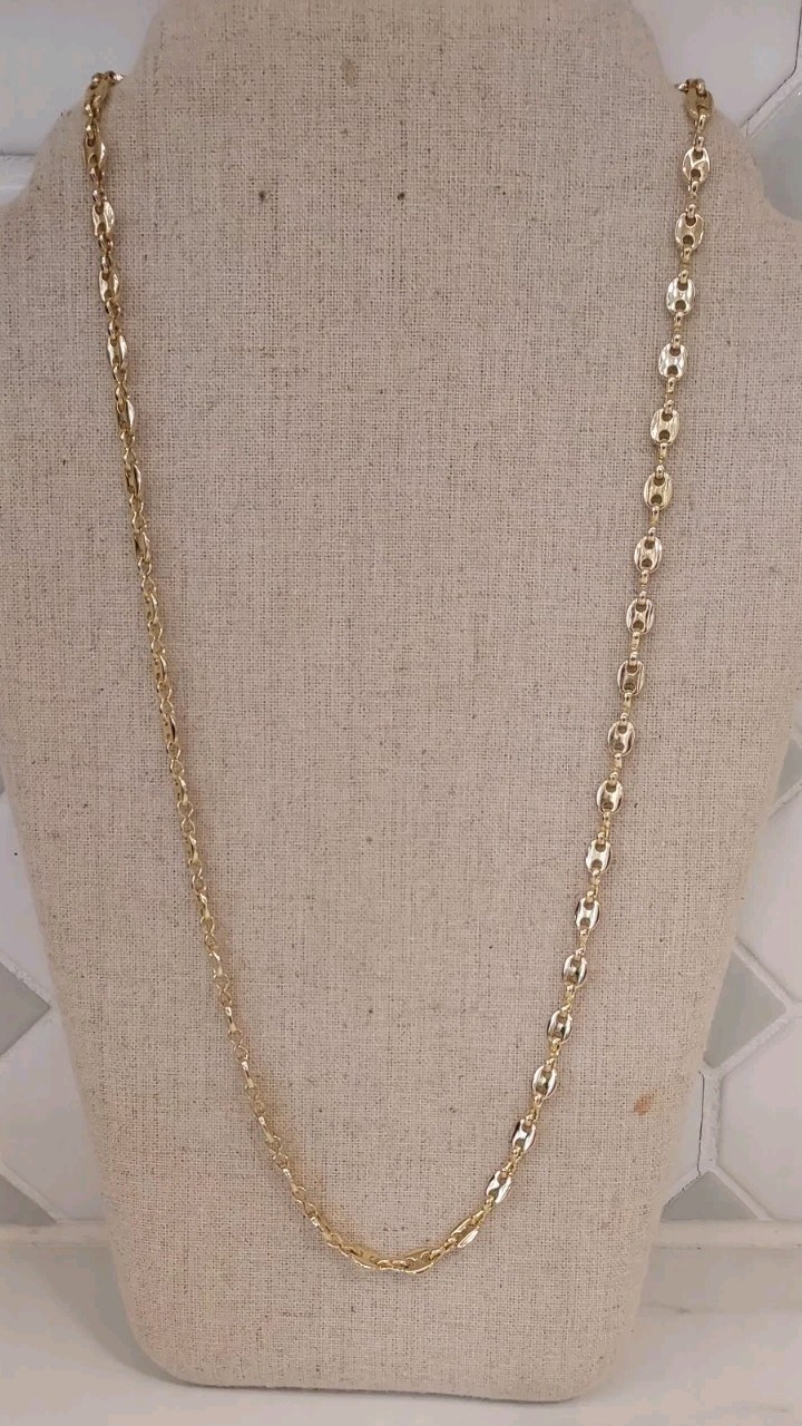 14K Gold Plated Double Chain Mariner Anchor Link Valentina chain 20" long gallery