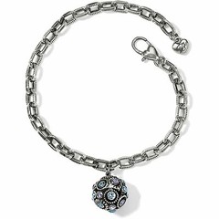 Brighton HALO SPHERE Ball Blue Purple Crystal Silver Link Bracelet RT $68- NWT