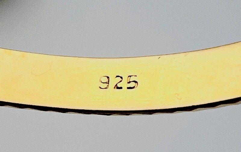 DaneCraft 24KT Gold Over 925 Sterling Silver Etched Hinged Bangle Bracelet 7”1/4 gallery