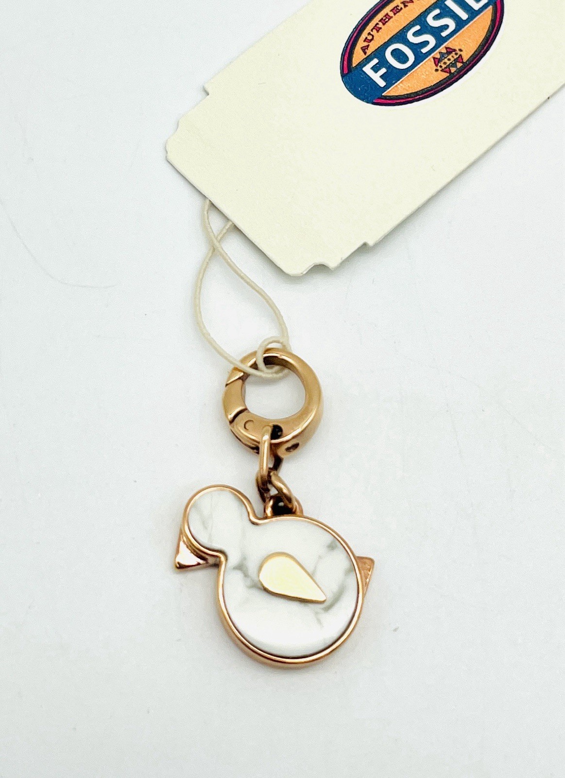 Fossil Rose Gold Tone Bird Charm Howlite With Clip gallery