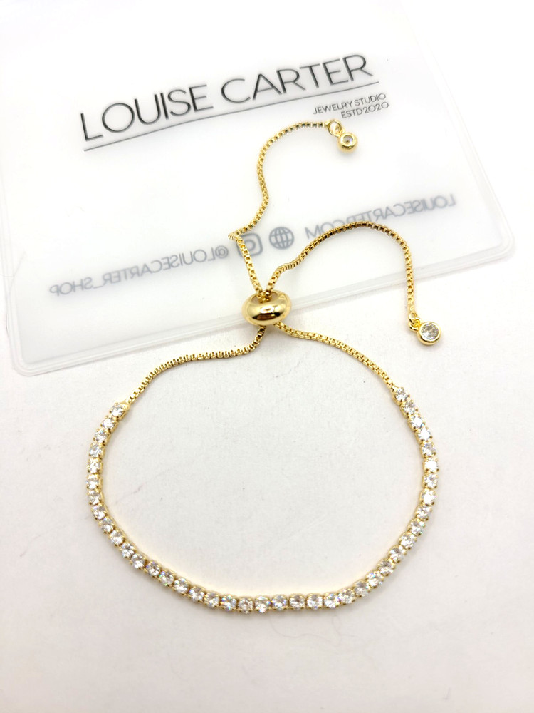 Louise Carter Melly Adjustable Tennis Bracelet 18k Gold PVD