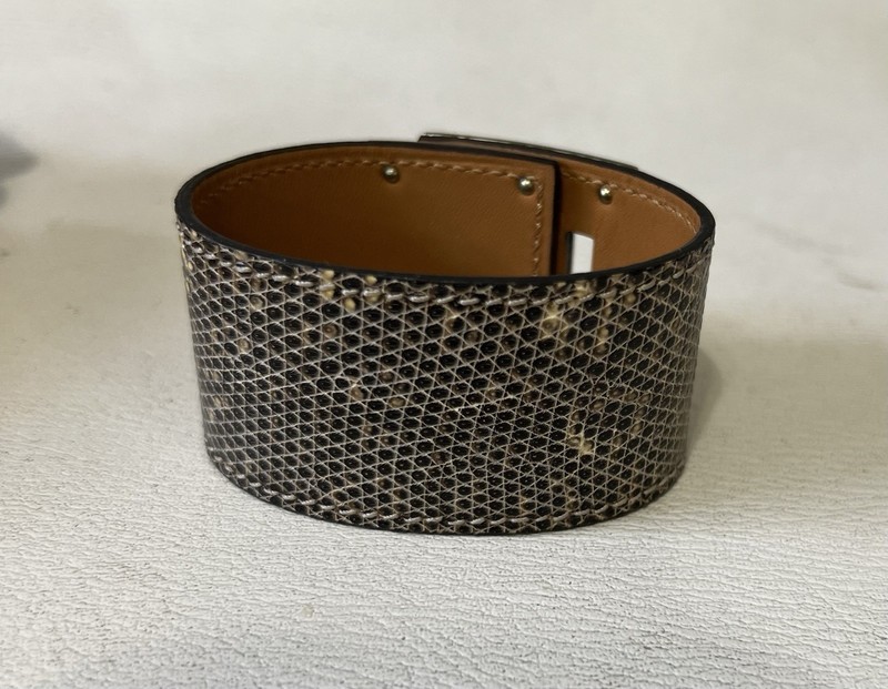 Authentic HERMES Kelly Bracelet Lizard & Silver Hardware Made In France gallery