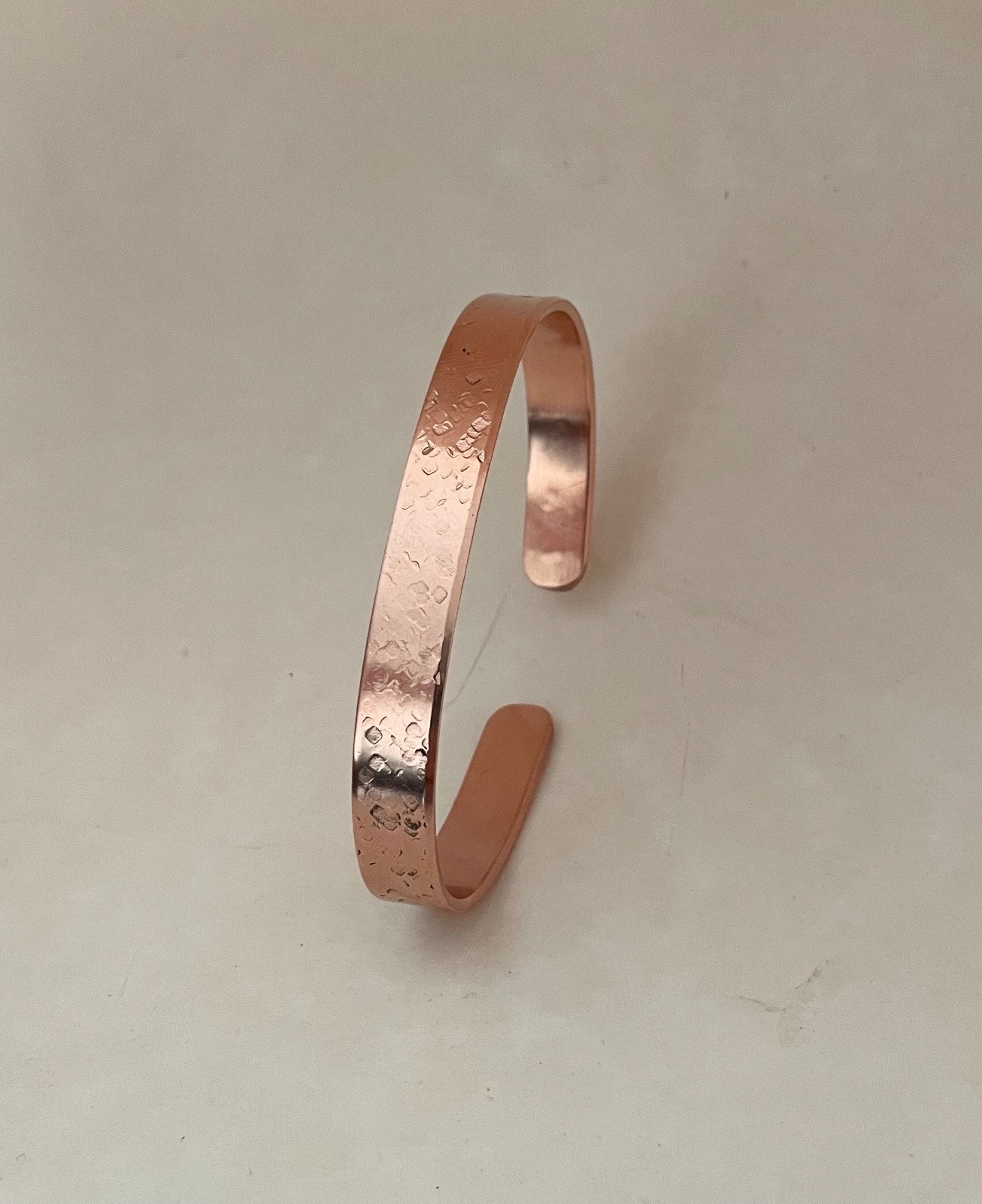 Copper bracelet, non magnetic,Handcrafted,hammered , Adjustable ,10 mm wide gallery