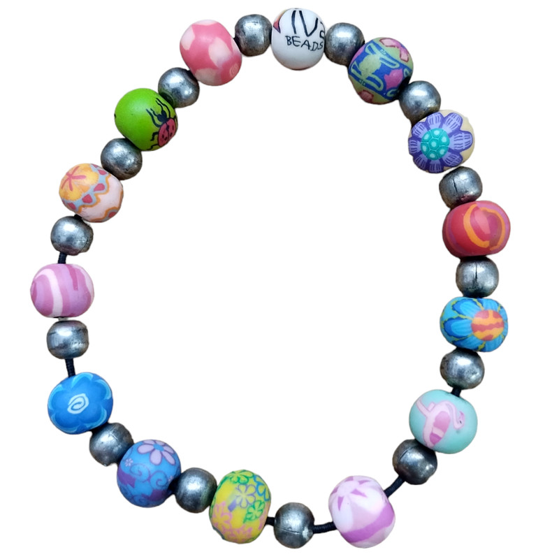 Viva Beads Bracelet Lot of 4 Colorful Polymer Clay Costume Jewelry Multicolor gallery
