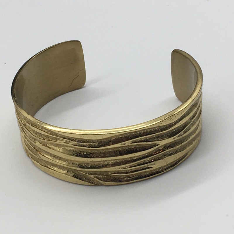 Rustic Cuff Gold Tone Embossed Wood Grain Look Cuff Bracelet gallery