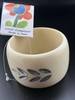 White Resin, Sliver Tone Inlays Bangle 2 Inch Wide Bracelet Size 6 3/4 gallery