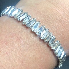 8610 Stella & Dot Baguette Cut Rhinestone Tennis wrap Bracelet adjustable