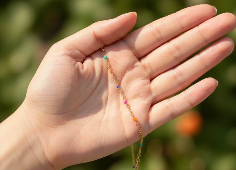 Minimalist Gold Plated Bracelet – Multi-Color Rainbow Bead Elegant Jewelry gallery