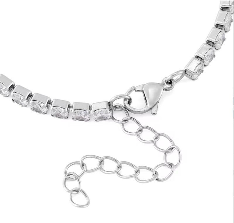 Pair of Simulated Diamond Tennis & Herringbone Bracelet Stainless Steel 7.50-9in gallery