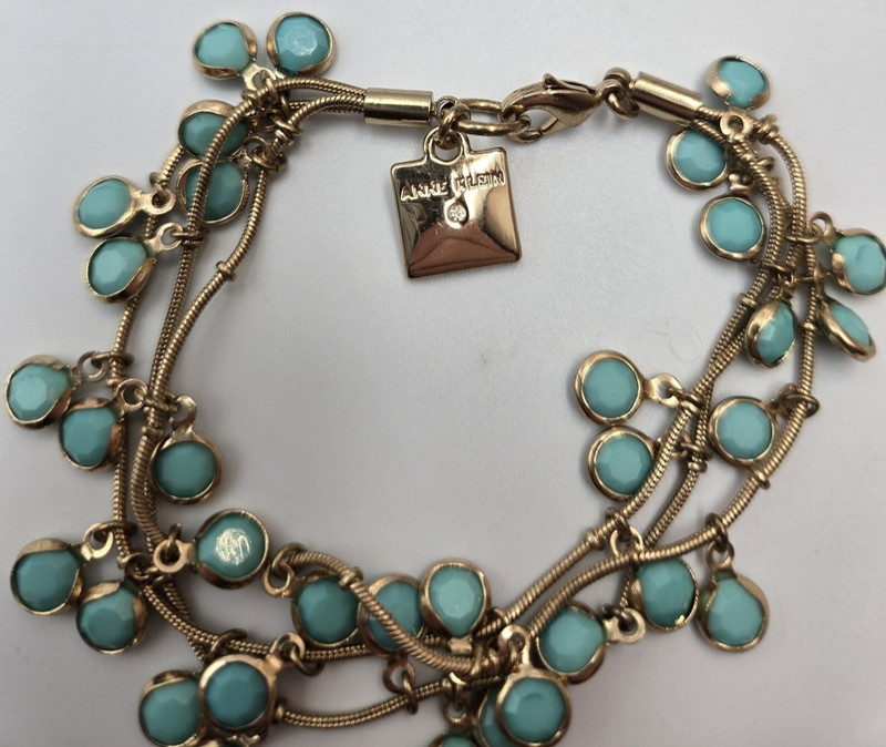 Anne Klein Gold-Tone Multi-Strand Bracelet Turquoise color style Charms boho 280 gallery