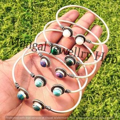 Lot! Larimar & Mix Gemstone 250PCS Bangles 925 Sterling Silver Plated Jewellery