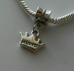 Princess Crown Daughter Little Girl Dangle Bead F/European Charm Bracelet/Neckla