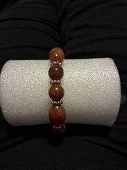 Vintage-Style Earth Tone Beaded Stretch Bracelet – Brown & Gold