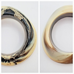 End of Day Bangle Bracelet 7.5in Brown Coffee Cream Cafe Swirl Unique Asymmetric