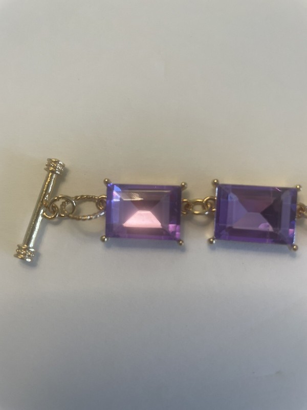 Plus Size Amethyst Crystal Bracelet 9 inches NWT Handmade by Sheoma gallery