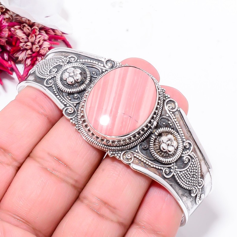 Pink Opal - Australia 925 Sterling Silver Bali Cuff|C968458416 gallery