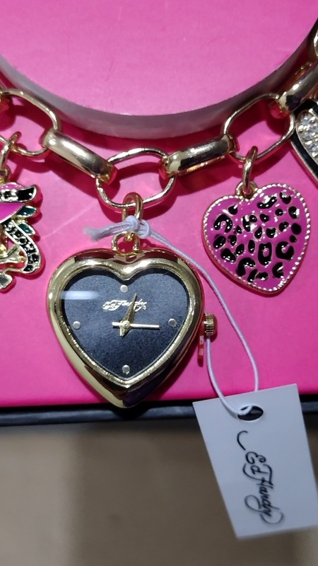 ED HARDY CHARM BRACELET WATCH HEART GOLD TONE NEW ED HARDY BRACELET WATCH gallery