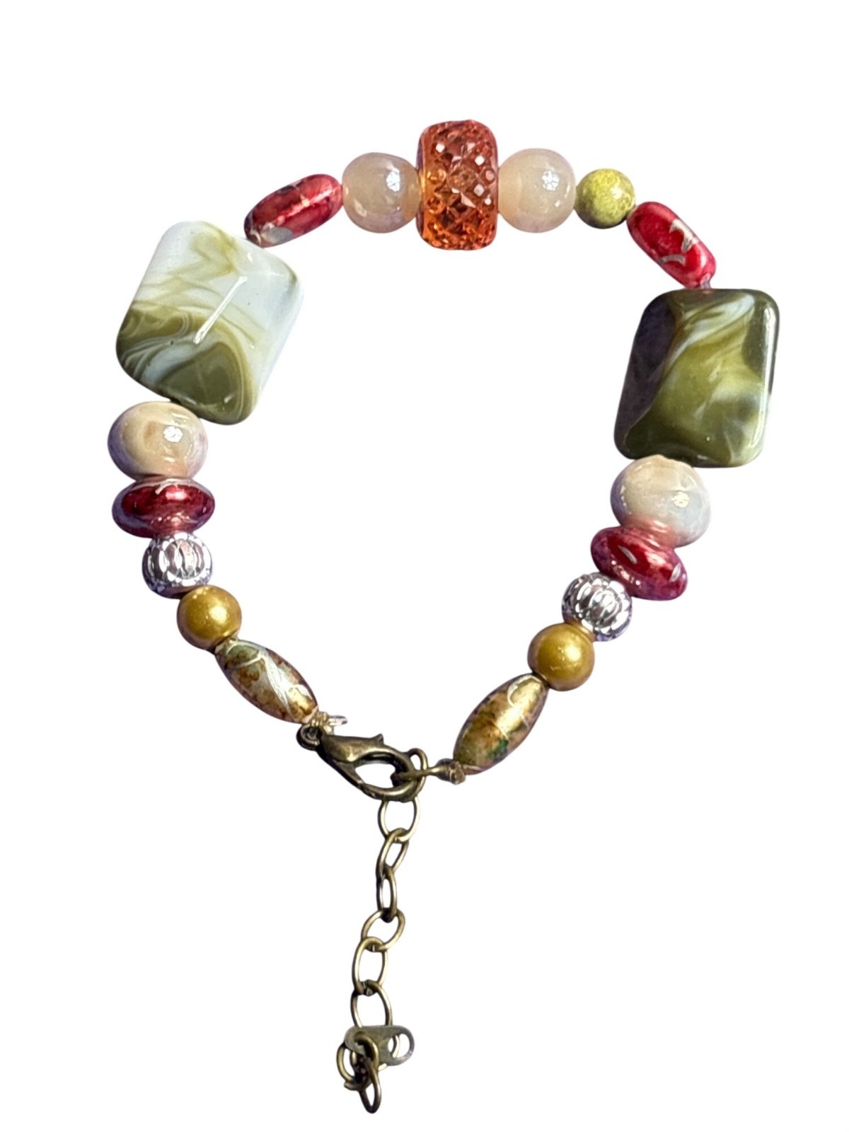 Colorful Plastic Beaded Bracelet Slightly Stretchy Lobster Clasp 6 - 8 inches gallery