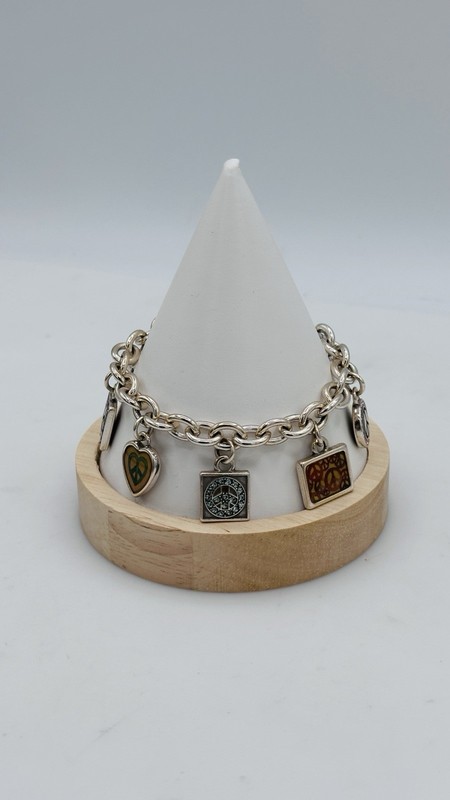 Brighton Peace Charm Bracelet Dove Heart Enamel Dangling Charm gallery