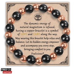 Copper Bracelet for Women and Men, 10MM Copper Magnetic Bracelet with 3800 Ga…