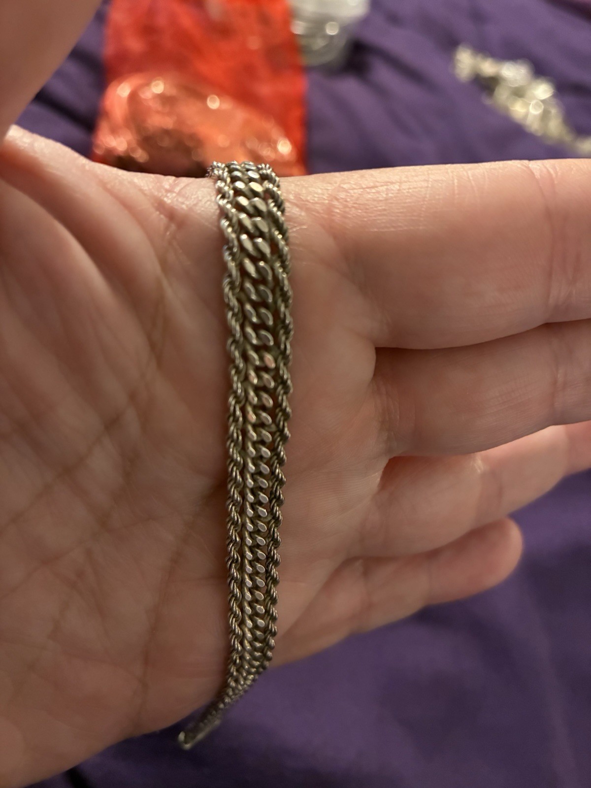 Sterling Silver 925 Curb Link Chain Bracelet, Lobster Clasp, 7 in, No Stone gallery