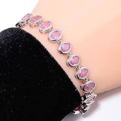 Pink Sapphire – Simulated 925 Sterling Silver Adjustable Bracelet 7-8″ B133310