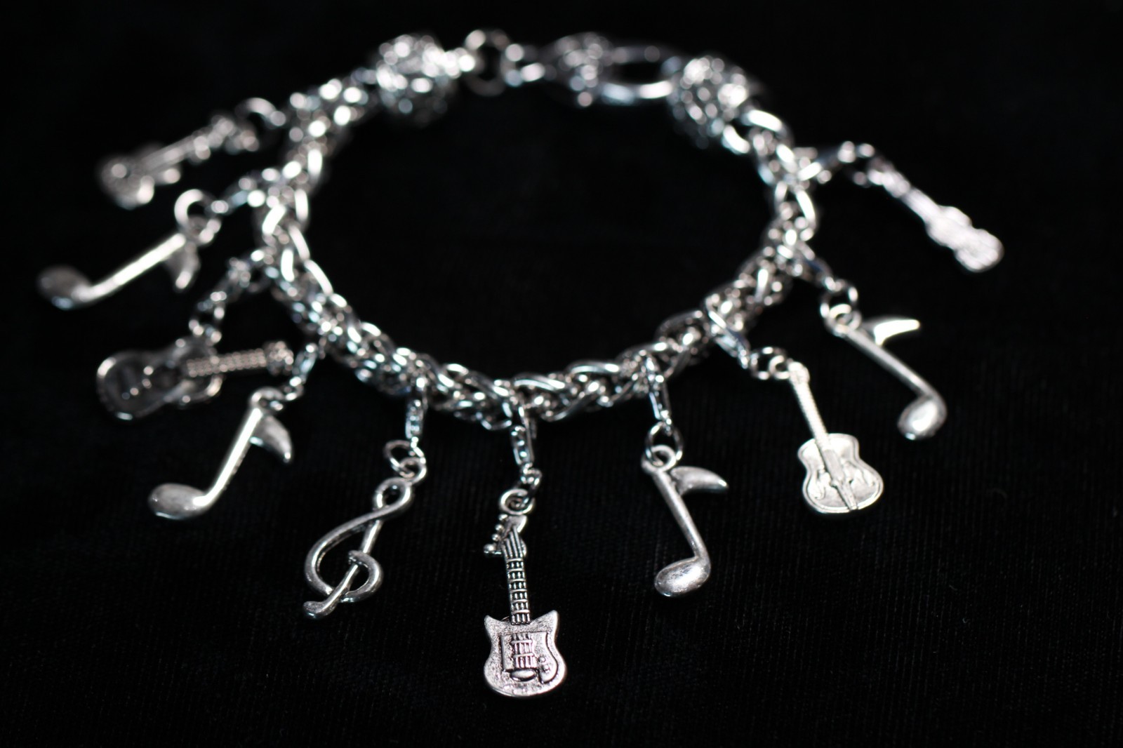 Music Musician Themed Charm Bracelet Silver Pewter Charms 8" Interchangeable gallery