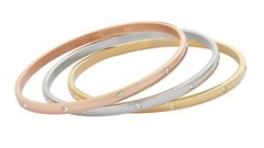 Edforce Stainless Steel Women Stackable Set of 3 CZ Stone Bangles Bracelets