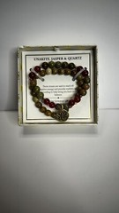 Shivam Jasper,Unakite & Quartz Beads Prayer Healing Meditation Set of 2 (D124)