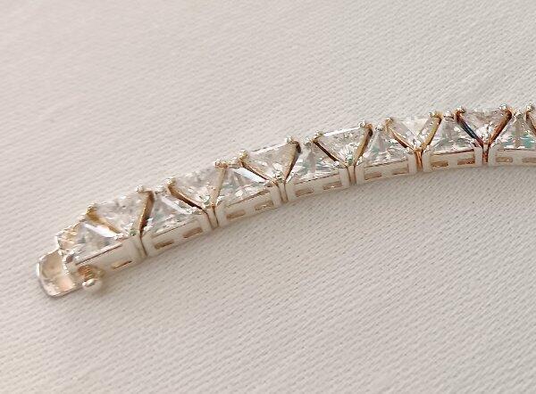 Trillian Cut CZ Solid Sterling Silver Tennis Bracelet Triangle Cubic Zirconia gallery