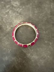 Cookie Lee Hinged Bangle Bracelet Pink And Gold Tone 9”
